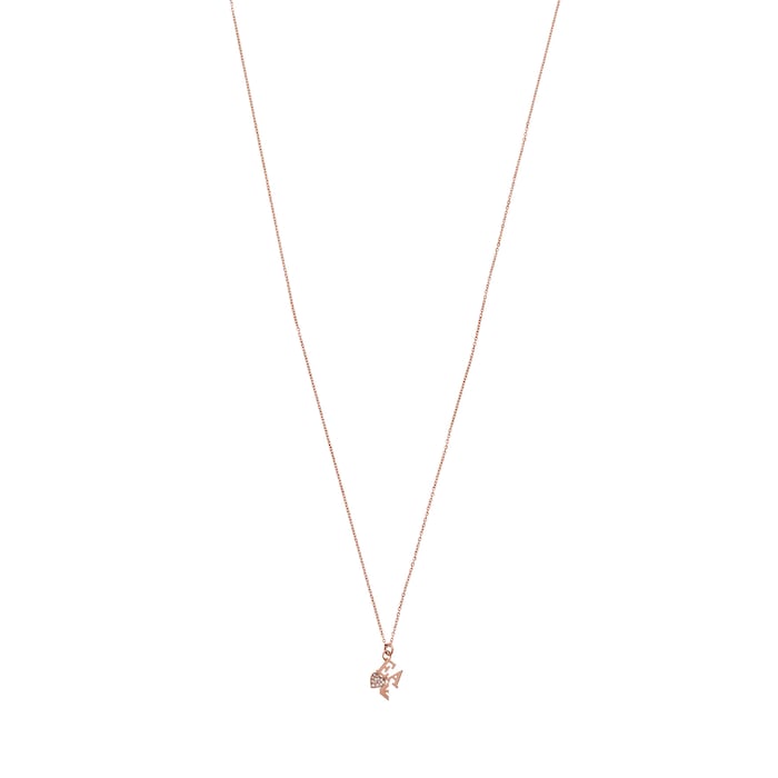 Emporio Armani Ladies Rose Gold Coloured Stainless Steel EA Logo Necklace