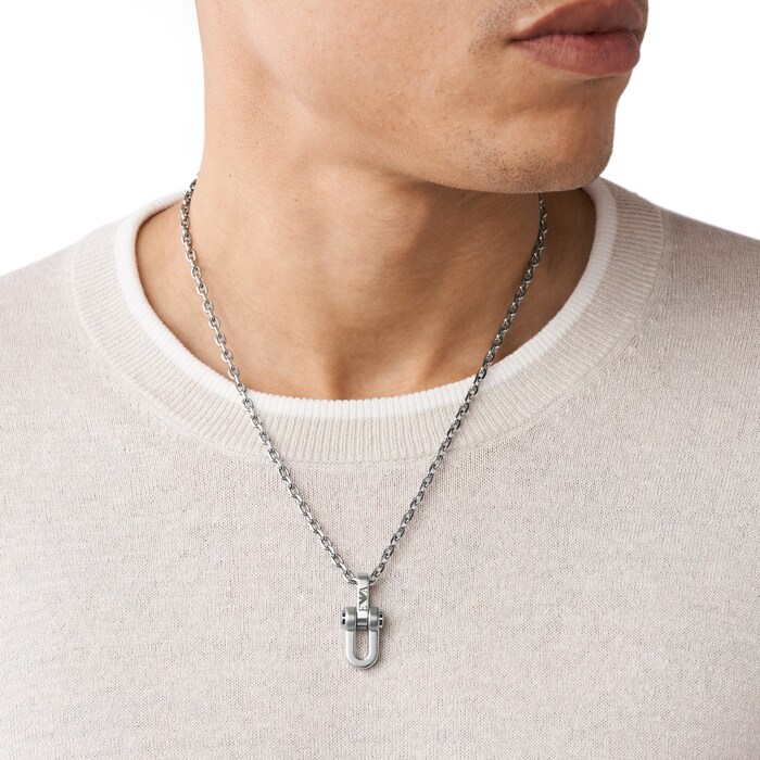 Emporio Armani Mens Fashion Stainless Steel Necklace