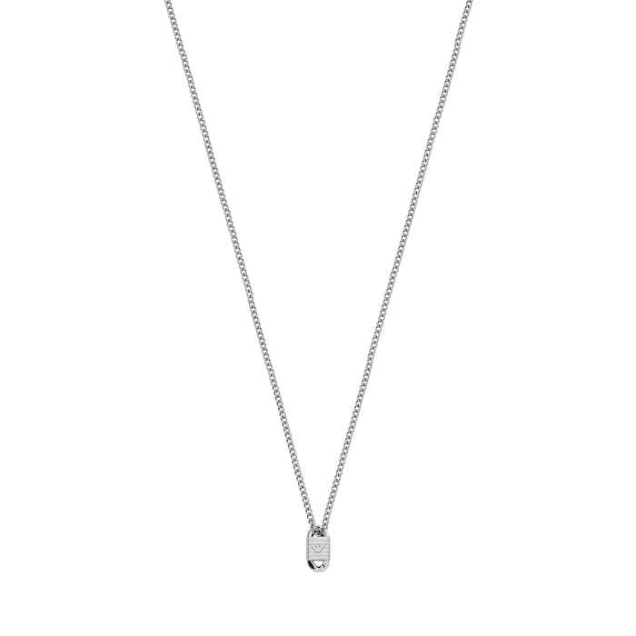 Emporio Armani Mens Stainless Steel Logo Pendant Necklace EGS2904040 ...