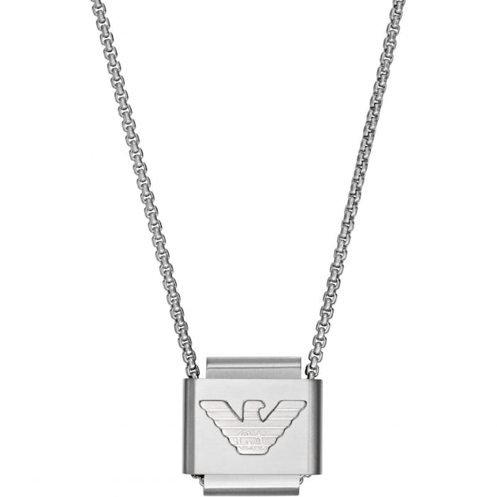 Emporio Armani Mens EA Logo Stainless Steel Necklace