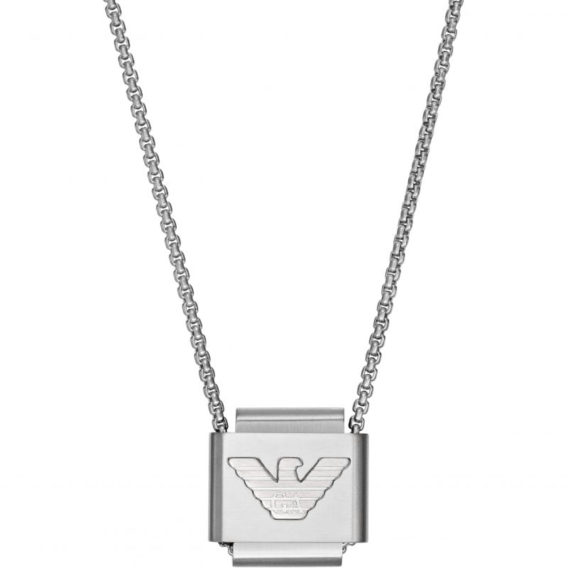 Emporio Armani Mens EA Logo Stainless Steel Necklace