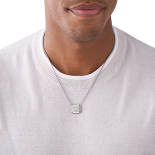 Emporio Armani Mens EA Logo Stainless Steel Necklace