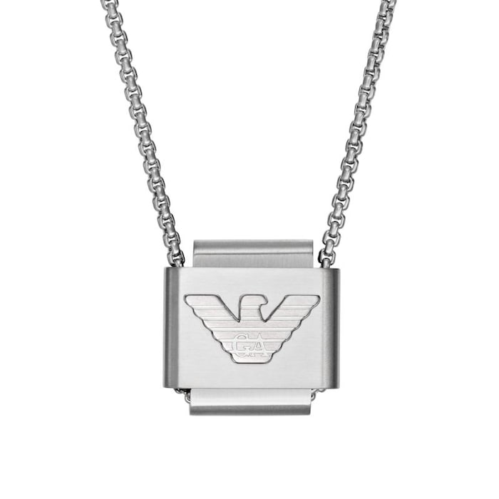 Emporio Armani Mens EA Logo Stainless Steel Necklace