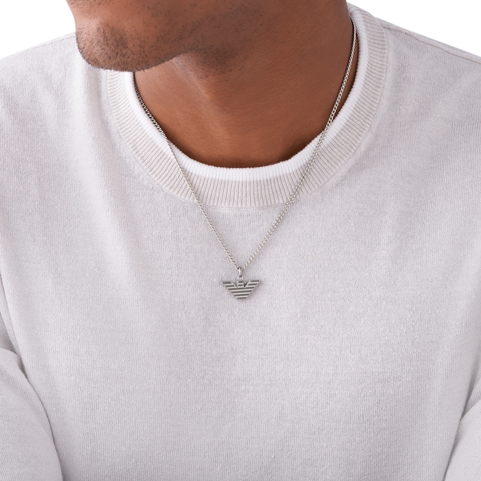 Emporio Armani Gents EA Logo Stainless Steel Pendant