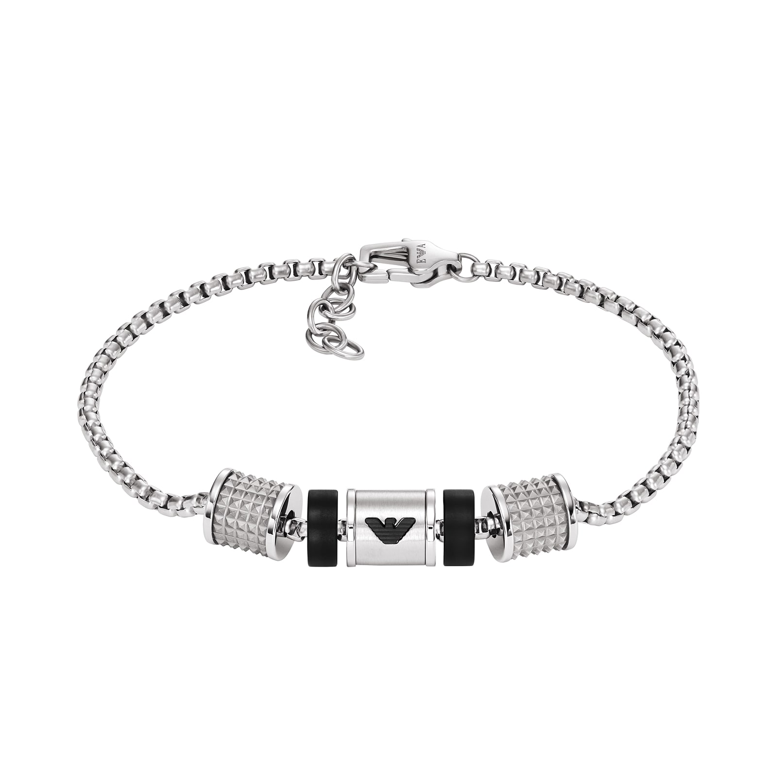 Emporio Armani Mens Onyx Rondelle Bracelet