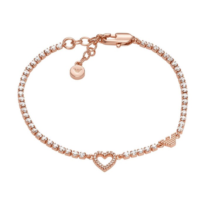 Emporio Armani Ladies Rose Gold Coloured Heart Bracelet