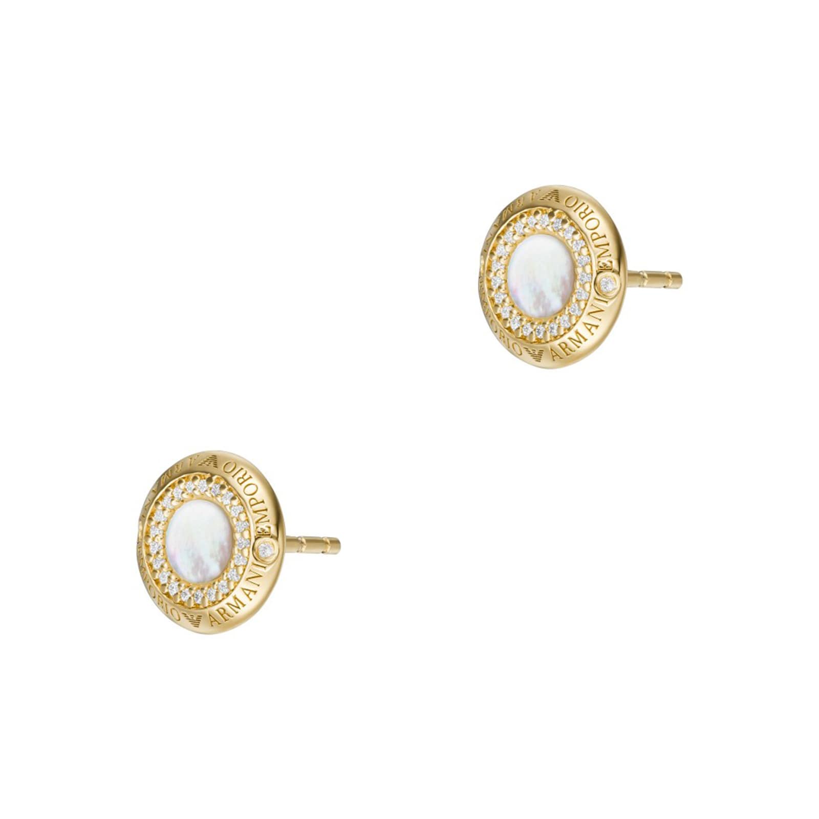 Ladies Yellow Gold Coloured Mother Of Pearl Stud Earrings