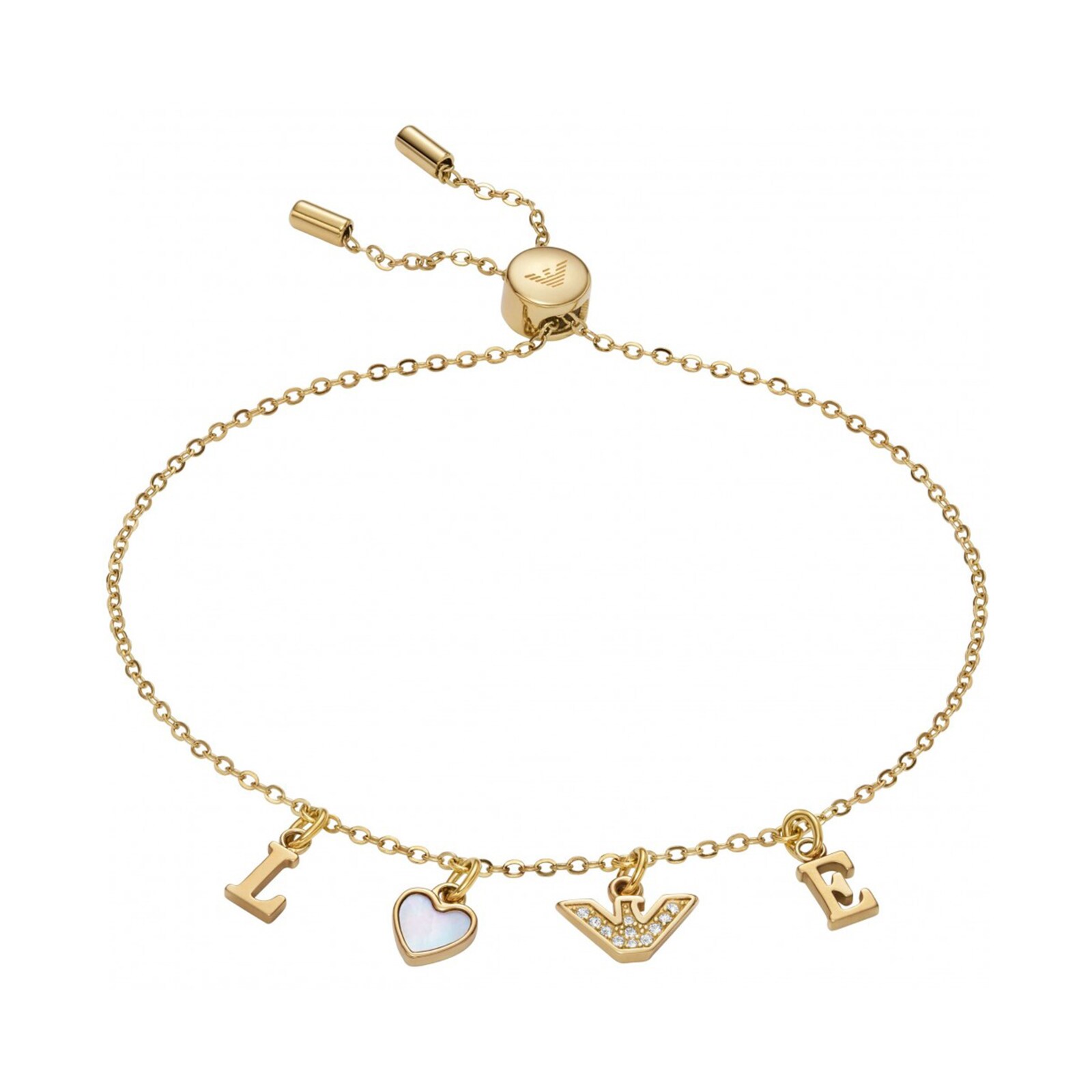Emporio Armani Ladies Yellow Gold Coloured Charm Bracelet Emporio Armani Ladies Yellow Gold Coloured Charm Bracelet