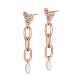 Emporio Armani Ladies Rose Gold Coloured Pearl Earrings