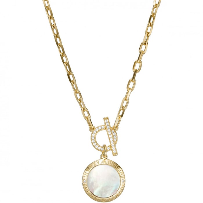 Emporio Armani Ladies Yellow Gold Coloured Mother Of Pearl Necklace