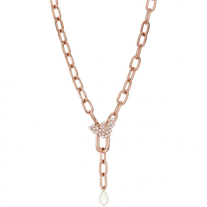 Emporio Armani Ladies Rose Gold Coloured Pearl Necklace