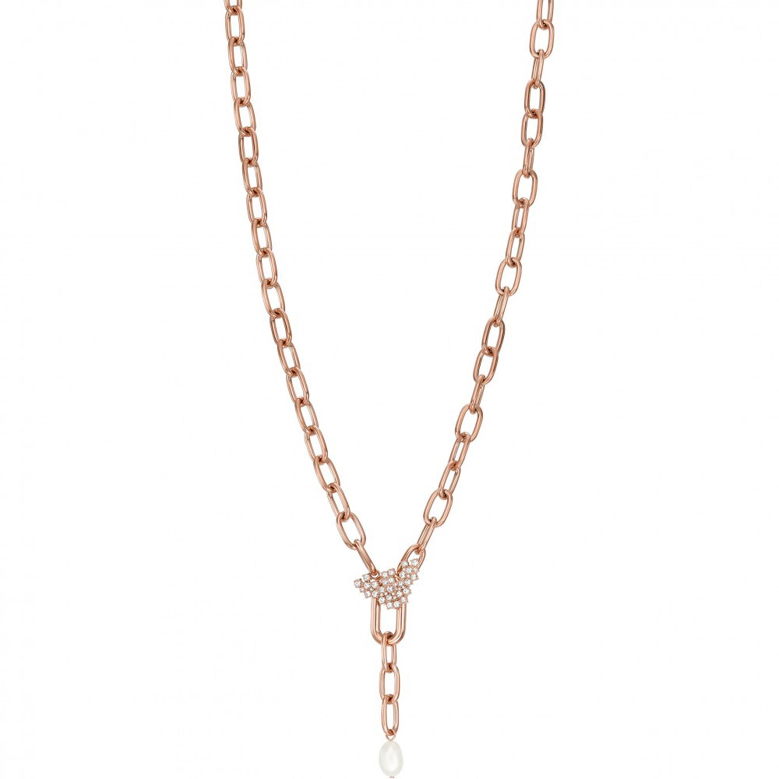 Emporio Armani Ladies Rose Gold Coloured Pearl Necklace Egs2963221 