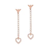 Emporio Armani Ladies Rose Gold Coloured Heart Drop Earrings