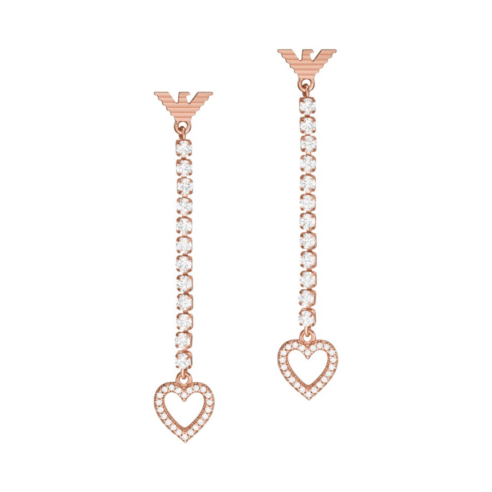 Armani Ladies Rose Gold Coloured Heart Drop Earrings EGS2967221 ...