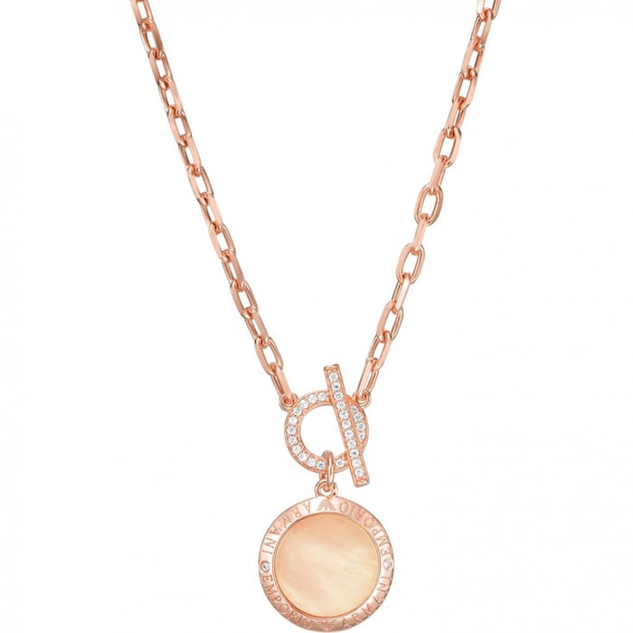 Emporio Armani Ladies Rose Gold Coloured Mother Of Pearl Pendant