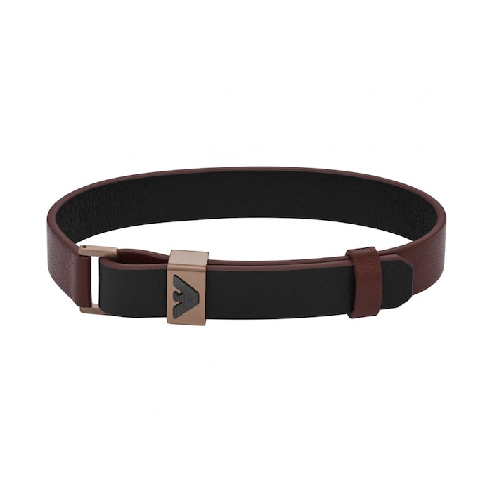 Emporio Armani Mens Brown Leather Bracelet