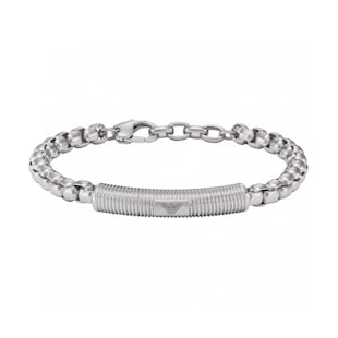 Emporio Armani Mens Stainless Steel Curved Bar Chain Bracelet