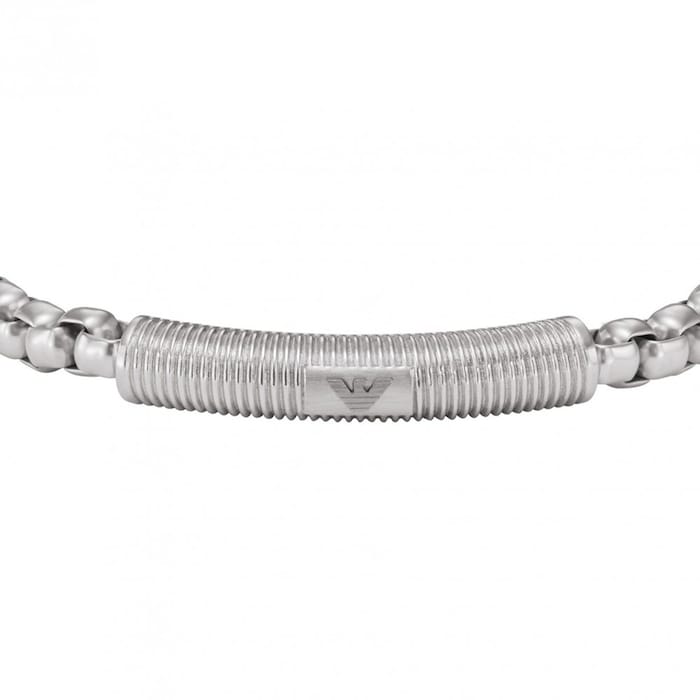 Emporio Armani Mens Stainless Steel Curved Bar Chain Bracelet