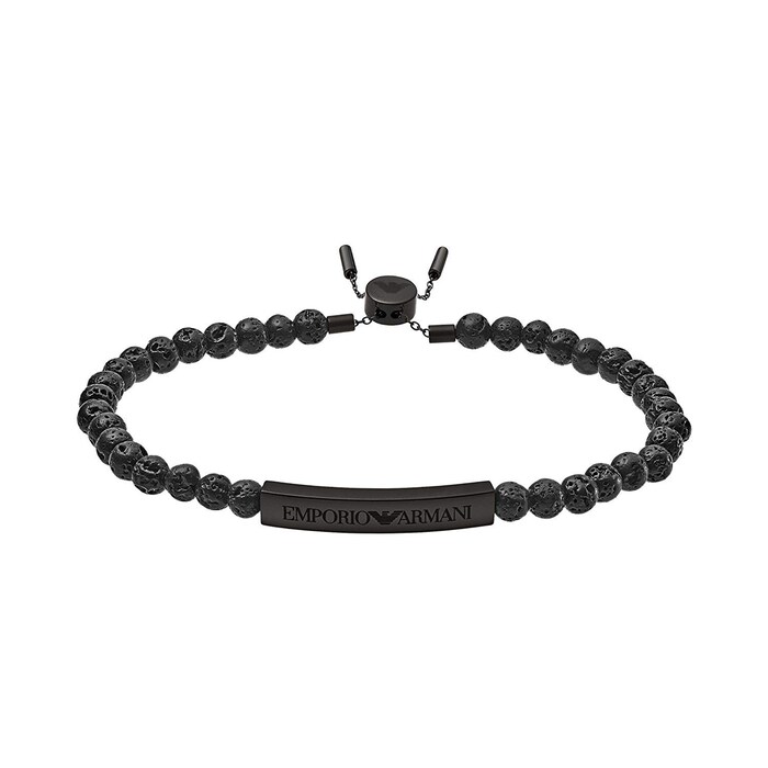 Emporio Armani Mens Black Beaded Bracelet