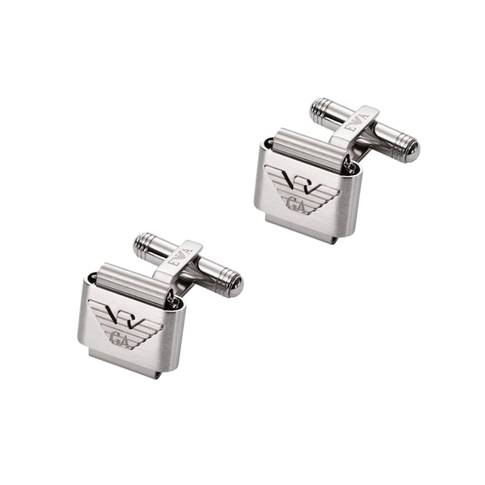 Emporio Armani Mens Stainless Steel Logo Cufflinks