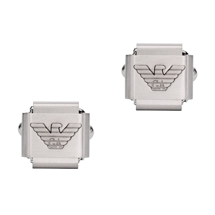 Emporio Armani Mens Stainless Steel Logo Cufflinks