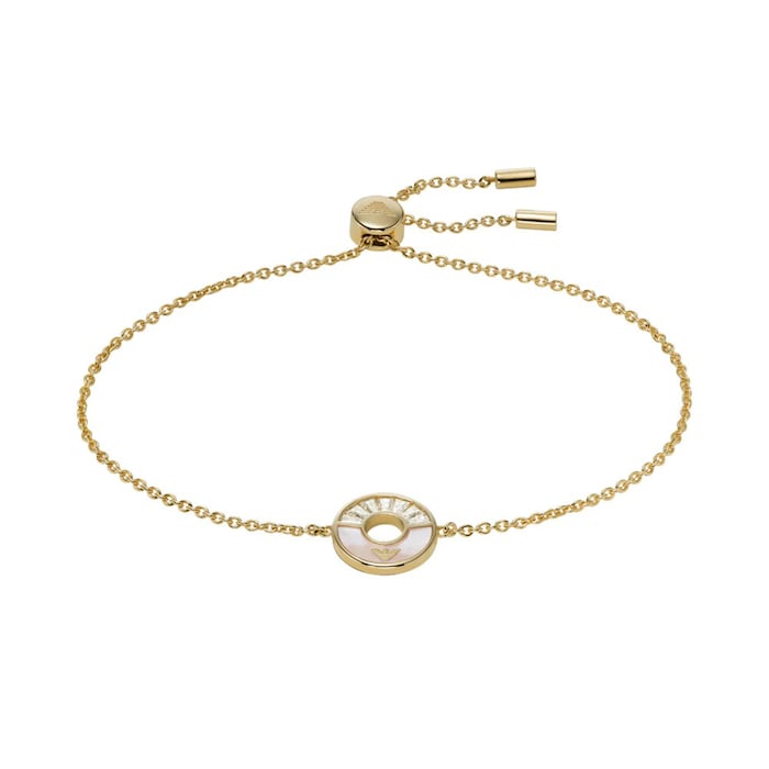 Emporio Armani Womens Yellow Gold Coloured Mother Of Pearl Chain Bracelet