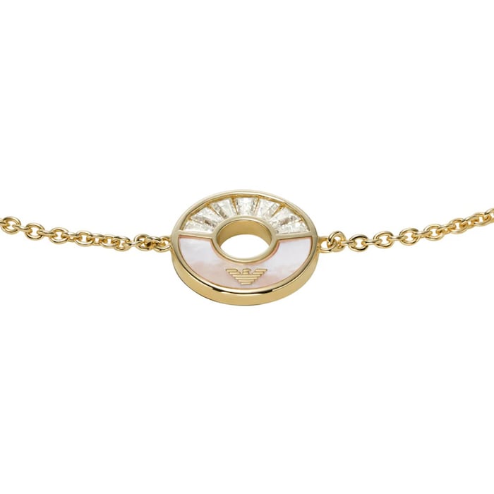 Emporio Armani Womens Yellow Gold Coloured Mother Of Pearl Chain Bracelet
