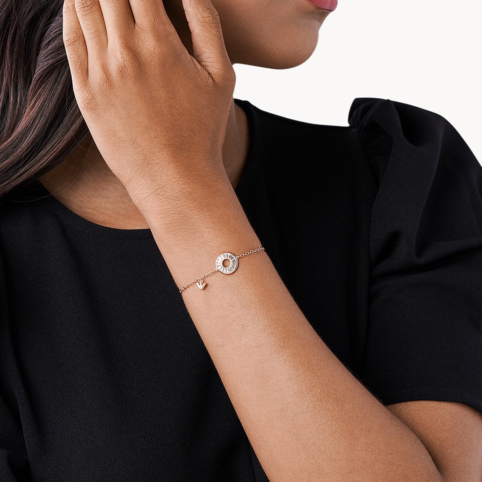Emporio Armani Ladies Rose Gold Coloured ID Bracelet
