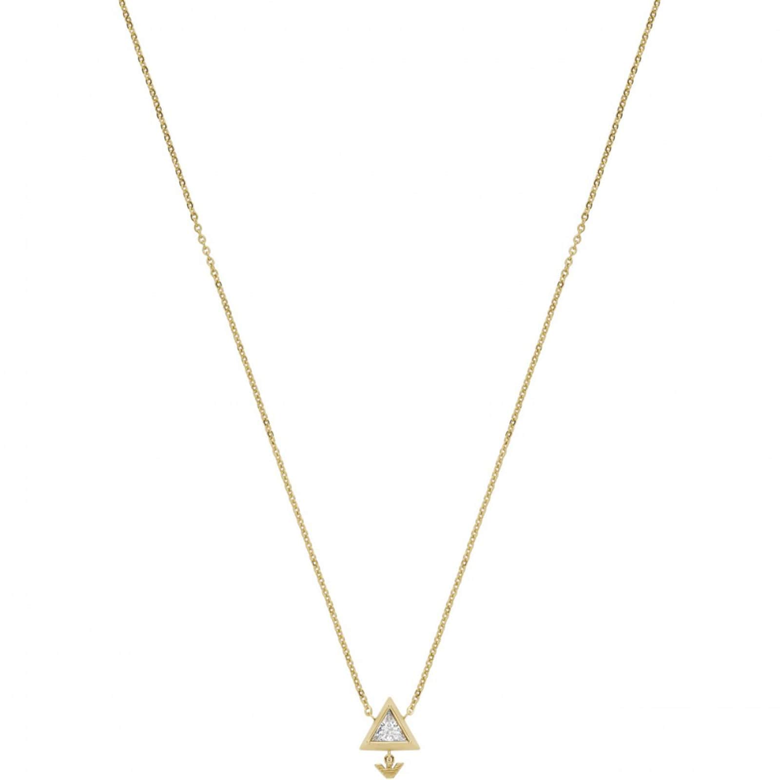 Emporio Armani Ladies Yellow Gold Coloured Triangle Pendant Necklace