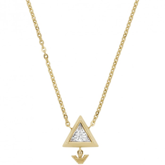 Armani Womens Yellow Gold Coloured Triangle Pendant Necklace