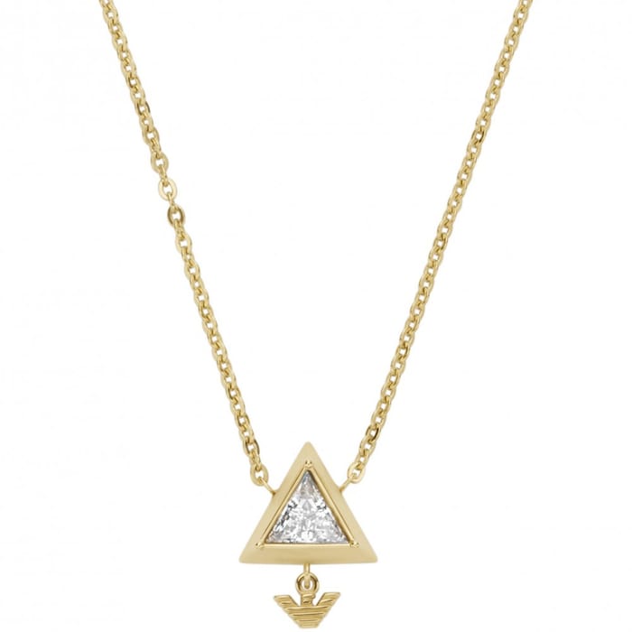 Emporio Armani Ladies Yellow Gold Coloured Triangle Pendant Necklace