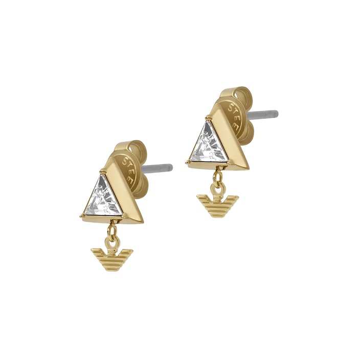 Emporio Armani Ladies Yellow Gold Coloured Triangle Stud Earrings