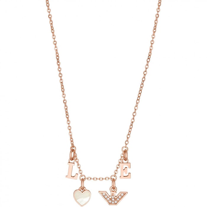 Emporio Armani Ladies Rose Gold Coloured Charm Necklace