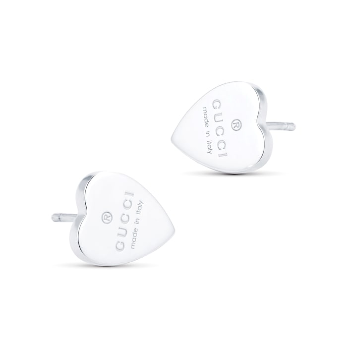 Gucci Trademark Silver Heart Earrings