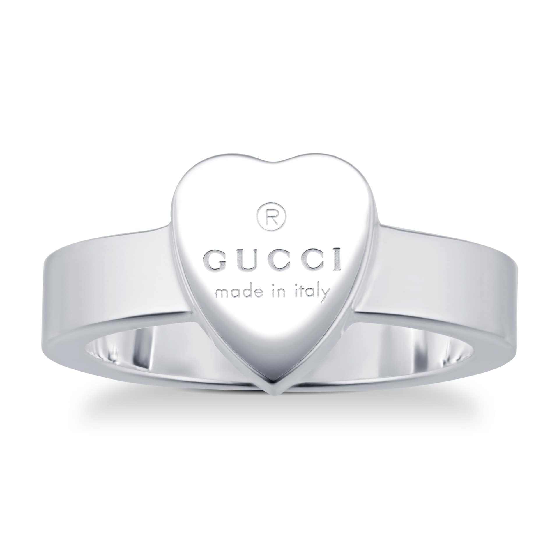 Gucci Silver Heart Trademark Ring - Ring Size 7.25
