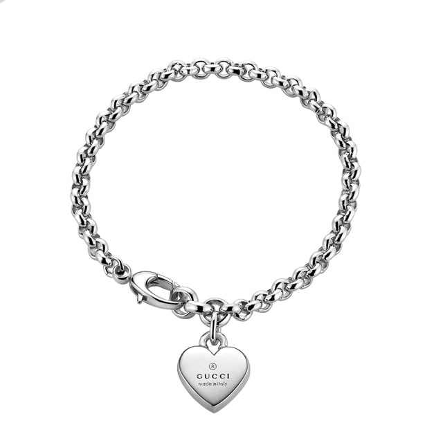 Gucci Trademark Silver Heart Motif Bracelet