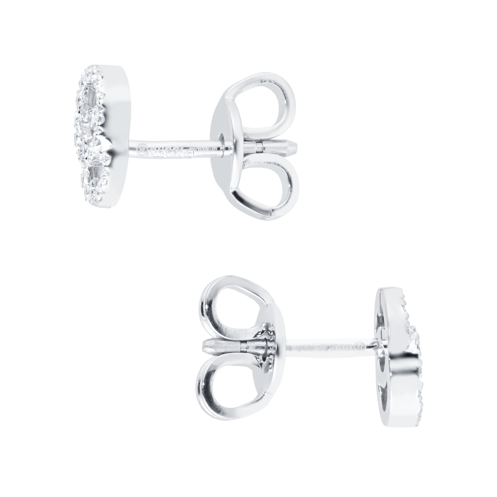 Gucci 18k White Gold 0.10cttw Pave Diamond Running G XS Stud Earrings