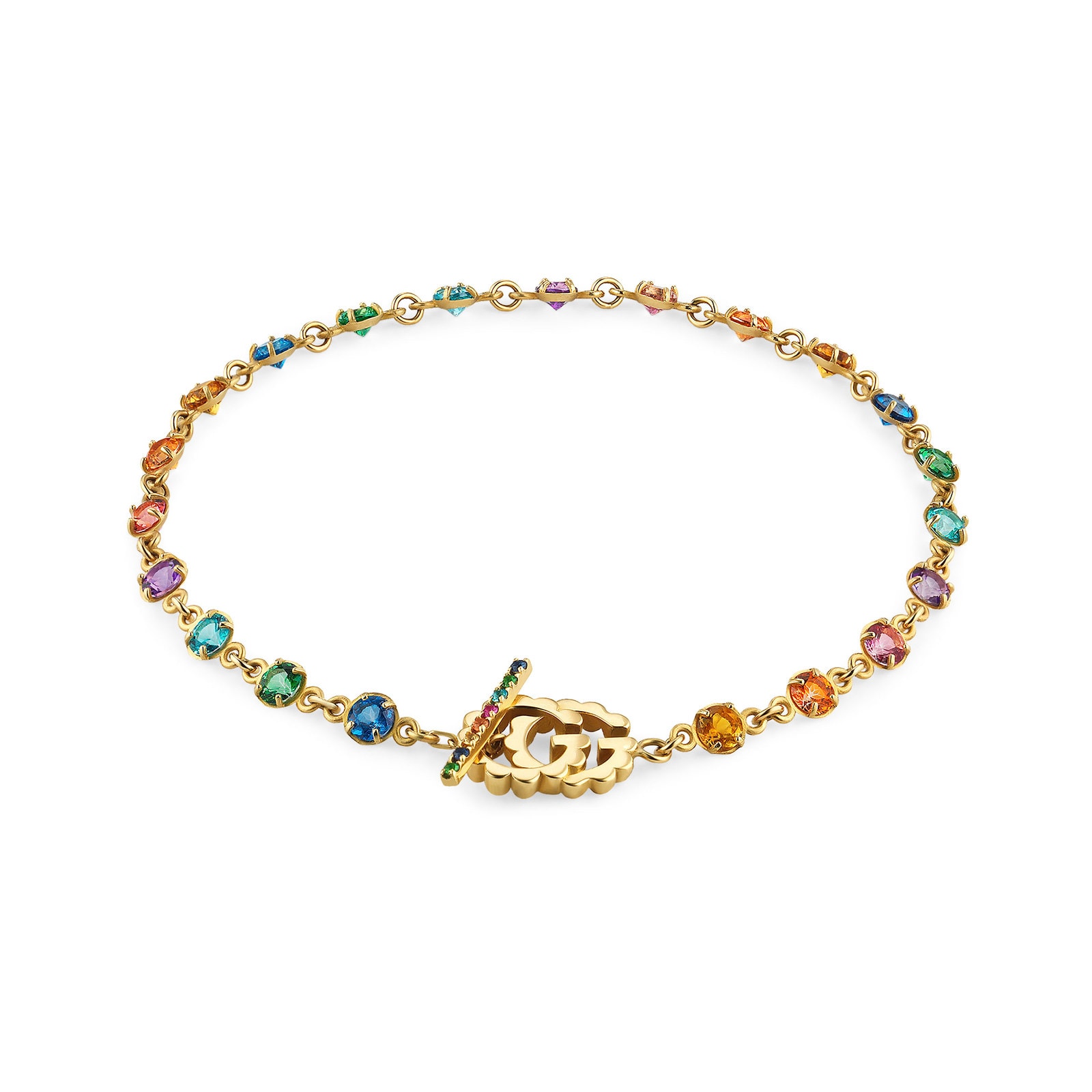 Золотой браслет с разноцветными камнями
