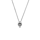 Gucci Anger Forest Wolf Head Necklace in Silver