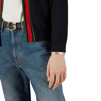 Gucci Sterling Silver Gatto Bracelet with Feline Head 19cm