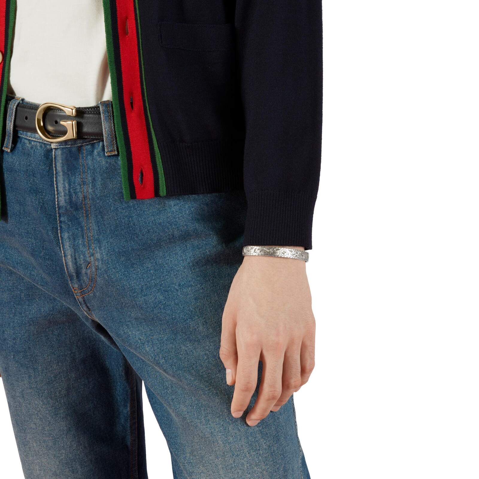 Gucci Sterling Silver Gatto Bracelet with Feline Head 19cm