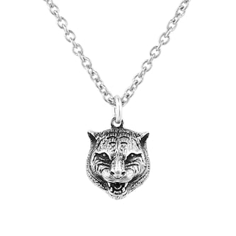 Gucci Sterling Silver Anger Forest Feline Head Necklace 21.5-23.5"