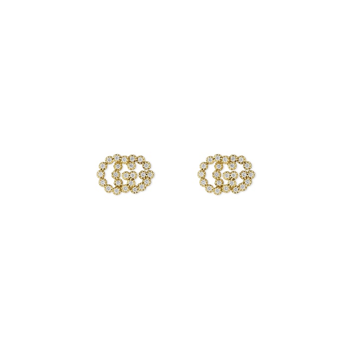 Gucci Running G Stud Earrings with Diamonds
