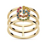 Gucci Running G 18ct Yellow Gold Multicolour Ring - Ring Size N