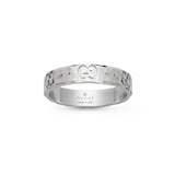 Gucci Icon Hammered 18ct White Gold 4mm Ring - Ring Size L