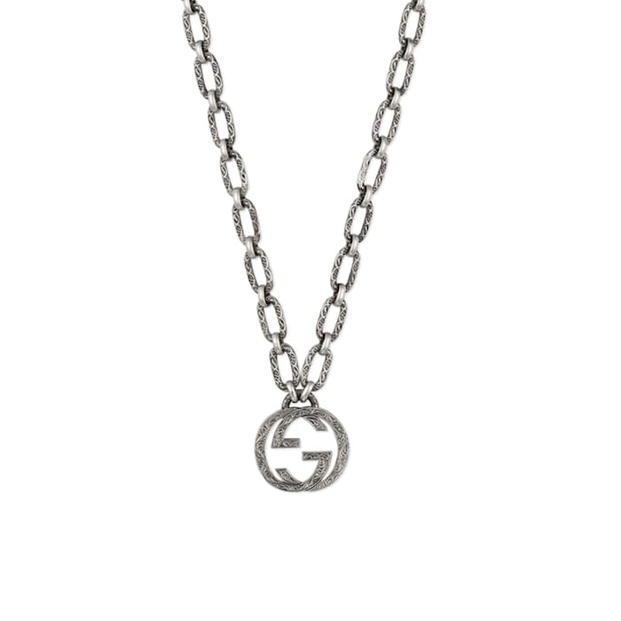 Gucci Interlocking G Dark Finish Silver Necklace