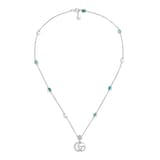 Gucci Sterling Silver Double G Mother of Pearl and Turquoise Necklace