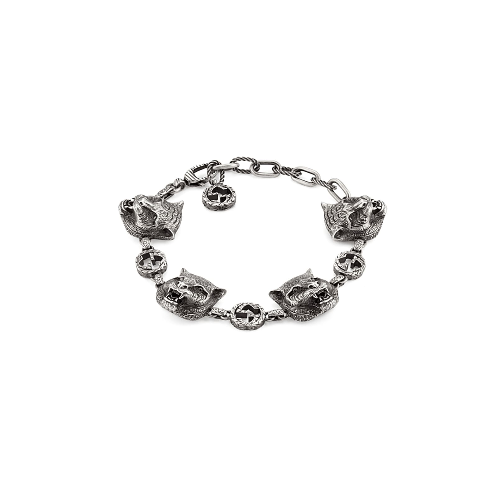 Gucci bracelet in sale silver with feline head