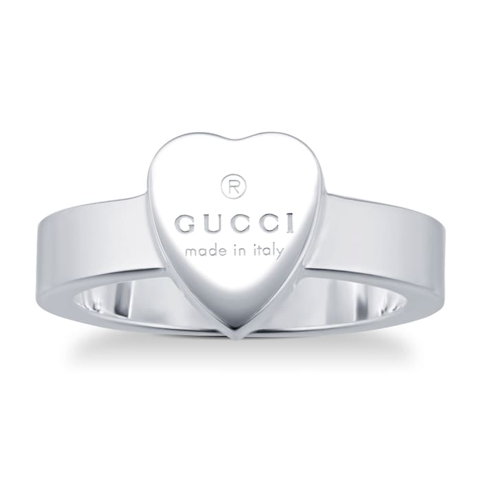 Gucci Trademark Silver Heart Ring - Ring Size N