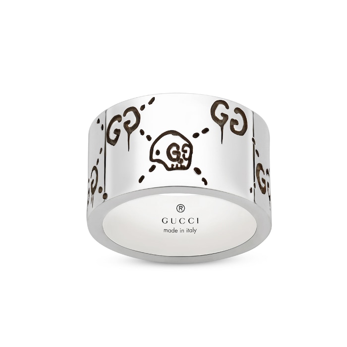 Gucci Ghost 12mm Ring In Silver - Ring Size M